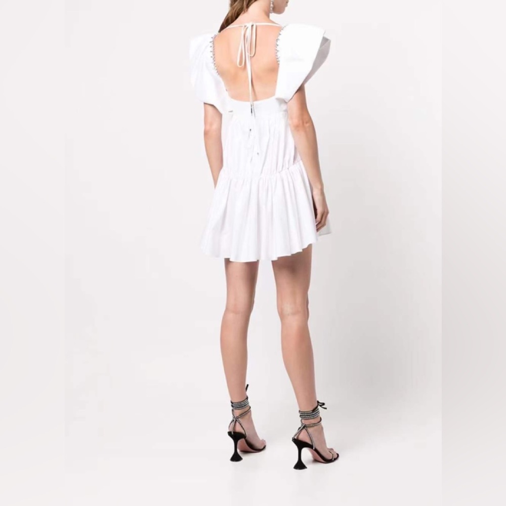 AREA Crystal Trim Poplin Mini Dress - Picture 3 of 8